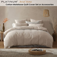 Platinum Collection Ariel Stone Cotton Matelasse Quilt Cover Set Super King