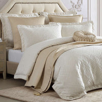 Davinci Athena Gold Woven Jacquard Chenille Quilt Cover Set Super King