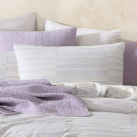 Platinum Collection Balmoral Lilac 100% Cotton Woven Check Stripes Quilt Cover Set Super King