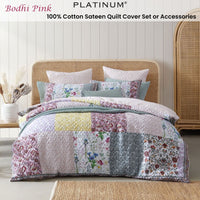 Platinum Collection Bodhi Pink 100% Cotton Sateen Quilt Cover Set King