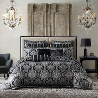 Davinci Chamonix Silver Damask Jacquard Quilt Cover Set King