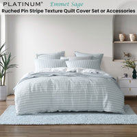 Platinum Collection Emmet Sage Ruched Pin Striped Quilt Cover Set King