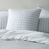 Platinum Collection Emmet Sage Ruched Pin Striped Quilt Cover Set Queen