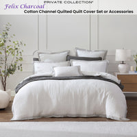 Private Collection Felix Charcoal Quilt Cover Set Cotton Channel Quilted King