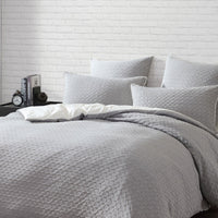 Platinum Collection Flo Fog Jacquard Geometric Quilt Cover Set Queen