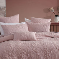 Platinum Collection Flourish Rose 100% Cotton Textured Quilt Cover Set Queen