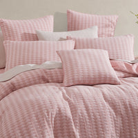 Platinum Collection Frankie Blush Honeycomb Waffle Jacquard Quilt Cover Set King