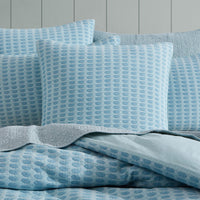 Platinum Collection Frankie Turquoise Honeycomb Waffle Jacquard Quilt Cover Set King