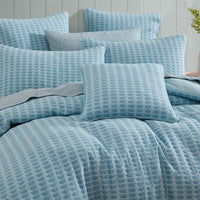 Platinum Collection Frankie Turquoise Honeycomb Waffle Jacquard Quilt Cover Set Queen