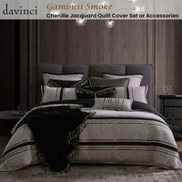 Davinci Gambusi Smoke Chenille Jacquard Quilt Cover Set Super King