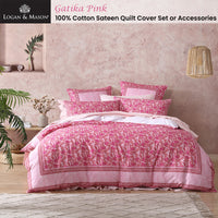 Logan and Mason 250TC Gatika Pink Cotton Sateen Quilt Cover Set King