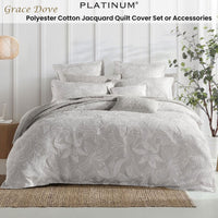 Platinum Collection Grace Dove Polyester Cotton Jacquard Quilt Cover Set Queen