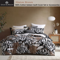 Logan and Mason 250TC Hinton Brown Cotton Sateen Quilt Cover Set King