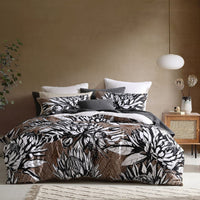 Logan and Mason 250TC Hinton Brown Cotton Sateen Quilt Cover Set Queen