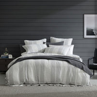 Platinum Collection Hurley Charcoal Cotton Jacquard Stripe Quilt Cover Set King