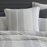 Platinum Collection Hurley Charcoal Cotton Jacquard Stripe Quilt Cover Set Queen