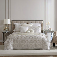 Davinci Imperial Stone Woven Jacquard Damask Quilt Cover Set King