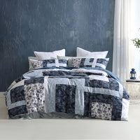 Logan and Mason 250TC Kai Blue Cotton Sateen Quilt Cover Set Queen