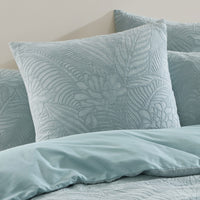 Platinum Collection Kaia Sage Stonewashed Cotton Matelasse Quilt Cover Set Queen