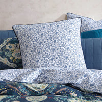 Logan and Mason 250TC Kashmir Mid Blue Cotton Sateen Quilt Cover Set Queen