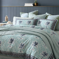 Logan and Mason 250TC Kimba Teal Cotton Sateen Quilt Cover Set King