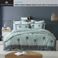 Logan and Mason 250TC Kimba Teal Cotton Sateen Quilt Cover Set Queen