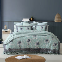 Logan and Mason 250TC Kimba Teal Cotton Sateen Quilt Cover Set Super King