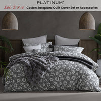 Platinum Collection Leo Dove Cotton Jacquard Quilt Cover Set Super King