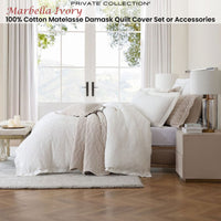 Private Collection Marbella Ivory 100% Cotton Matelasse Quilt Cover Set King