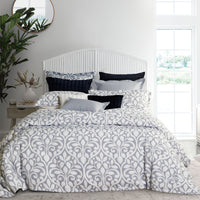 Private Collection Marina Blue Quilt Cover Set Polyester Cotton Yarn Dyed Jacquard Queen