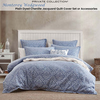 Private Collection Monterey Wedgwood Plain Dyed Chenille Jacquard Quilt Cover Set King