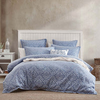 Private Collection Monterey Wedgwood Plain Dyed Chenille Jacquard Quilt Cover Set Super King