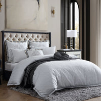 Davinci Orion Silver Woven Jacquard Quilt Cover Set Queen