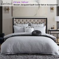 Davinci Orion Silver Woven Jacquard Quilt Cover Set Super King