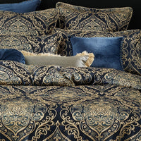 Davinci Peron Night Crushed Velvet Applique Quilt Cover Set Super King