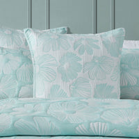 Platinum Collection Poppi Aqua Cotton Polyester Jacquard Quilt Cover Set King