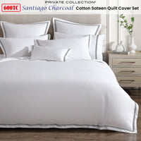 Private Collection 600TC Santiago Charcoal Cotton Sateen Quilt Cover Set Queen