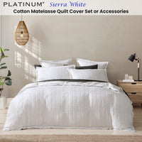 Platinum Collection Sierra White Cotton Matelasse Quilt Cover Set Super King