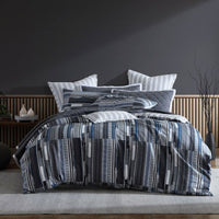 Logan & Mason Urban Stripe Charcoal 250TC 100% Cotton Sateen Quilt Cover Set Queen