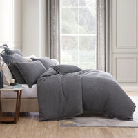 Private Collection Urban Charcoal 100% Cotton Waffle Quilt Cover Set Super King