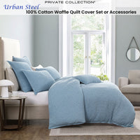 Private Collection Urban Steel 100% Cotton Waffle Quilt Cover Set Super King