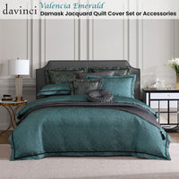 Davinci Valencia Emerald Damask Jacquard Quilt Cover Set Super King