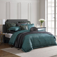 Davinci Valencia Emerald Damask Jacquard Quilt Cover Set Super King