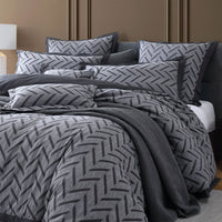 Private Collection Westport Charcoal Jacquard Quilt Cover Set King