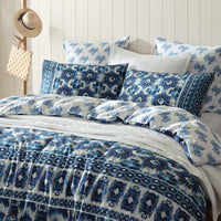 Logan and Mason 250TC Woolamai Blue Cotton Sateen Quilt Cover Set King