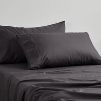 Logan and Mason 250TC 50% Polyester 50% Cotton Percale Sheet Set Asphalt 50cm Wall Super King