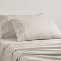 Logan and Mason 250TC 50% Polyester 50% Cotton Percale Sheet Set Linen 50cm Wall King Single