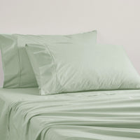 Logan and Mason 250TC 50% Polyester 50% Cotton Percale Sheet Set Sage 50cm Wall King Single