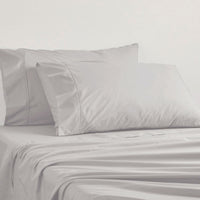 Logan and Mason 250TC 50% Polyester 50% Cotton Percale Sheet Set Silver 50cm Wall Super King