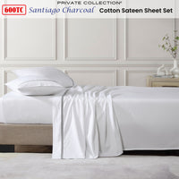 Private Collection 600TC Santiago Charcoal Cotton Sateen Sheet Set 50cm Wall King